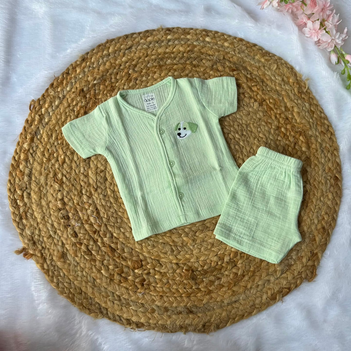 Muslin Jabla and Shorts Set  - Pastel Green