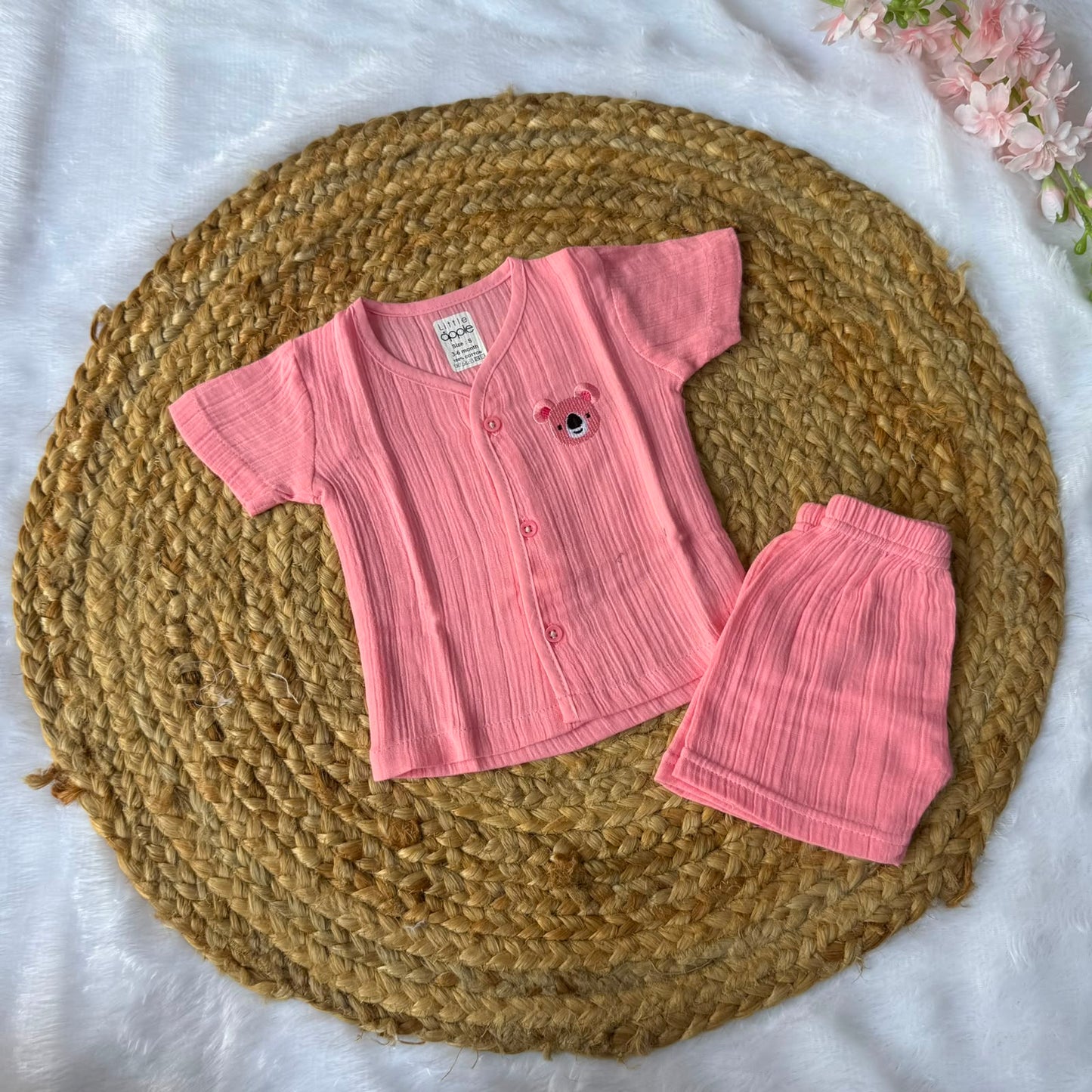 Muslin Jabla and Shorts Set - Pink