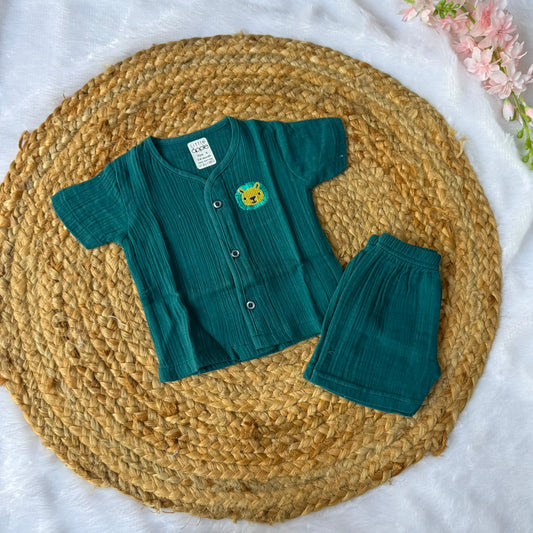 Muslin Jabla and Shorts Set - Peacock Green