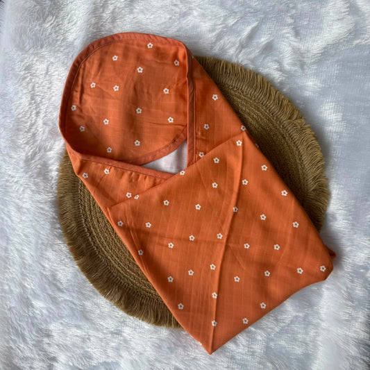 Muslin Hooded Towel - Orange Flowers