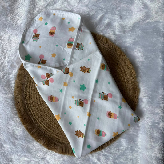 Muslin Hooded Towel - Teddy Bear