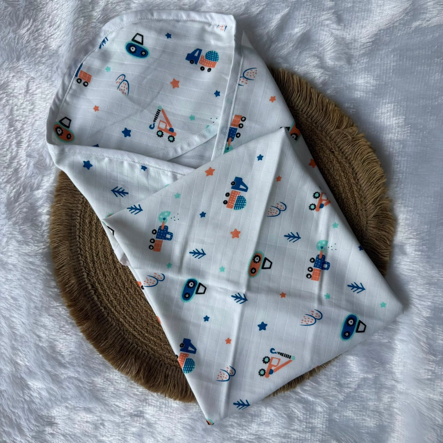 Muslin Hooded Towel - Blue Truck