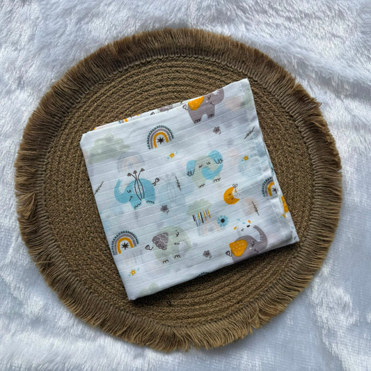 Muslin Adults Bath Towels - Elephants