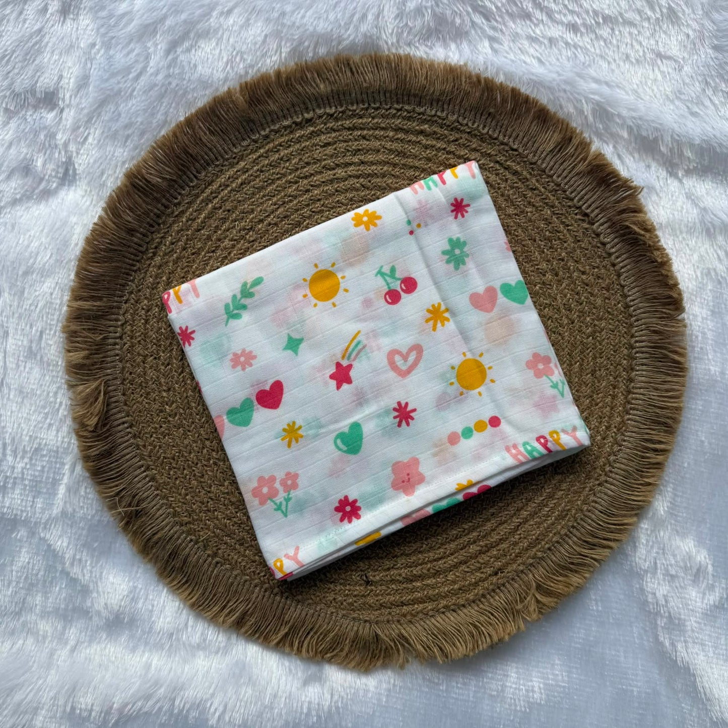 Muslin Adults Bath Towels - Happy