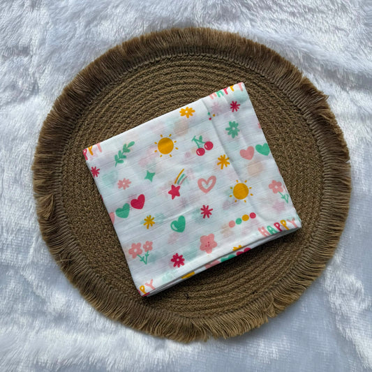 Muslin Adults Bath Towels - Happy