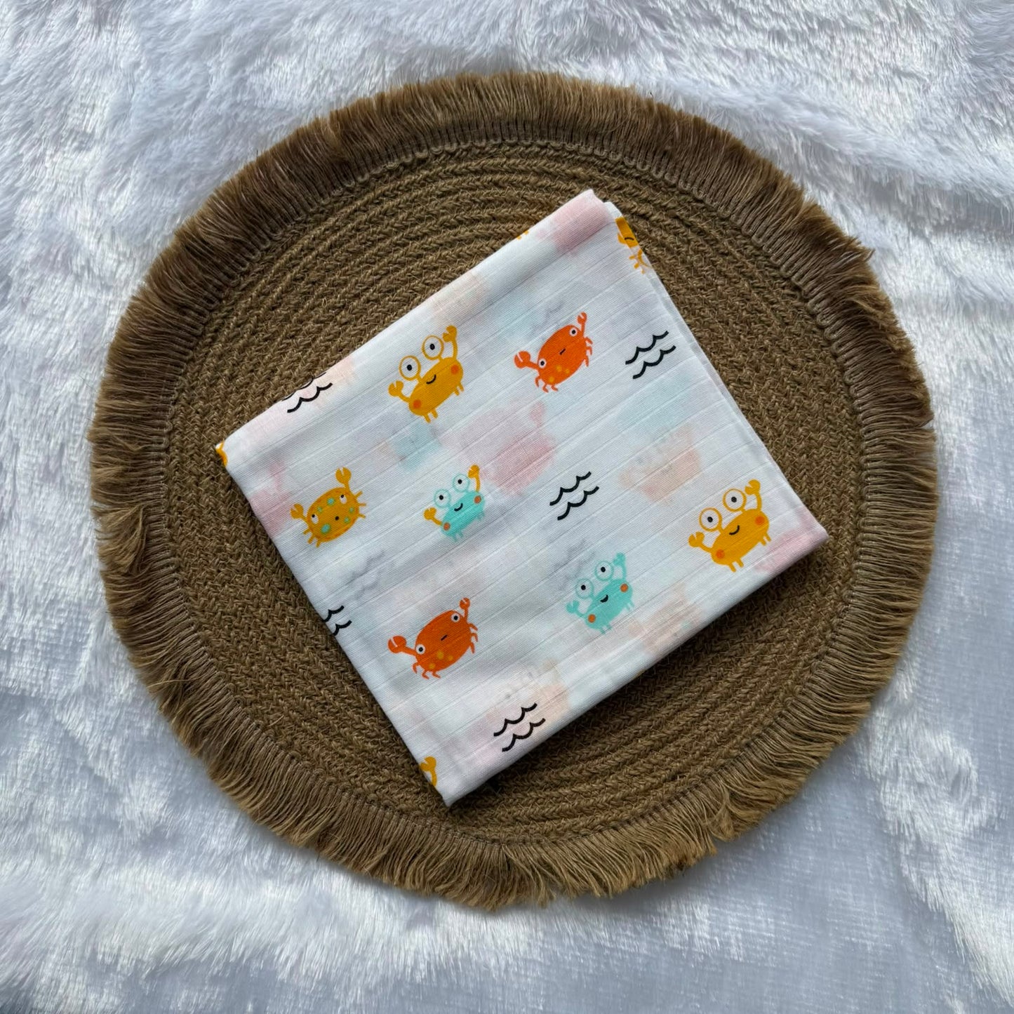 Muslin Adults Bath Towels - Orange Crab