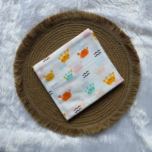 Muslin Adults Bath Towels - Orange Crab