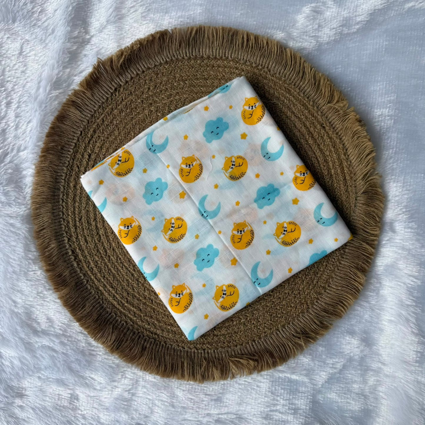 Muslin Adults Bath Towels - Yellow Cat