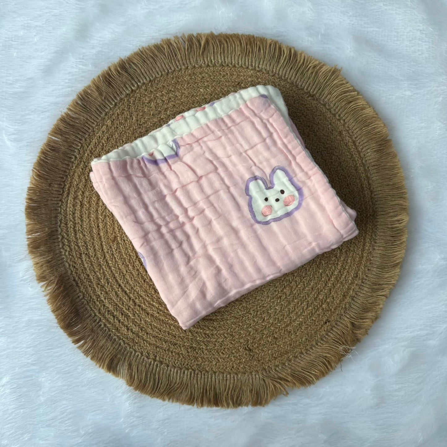 Muslin 6 Layer Bath Towels - Pink & Purple