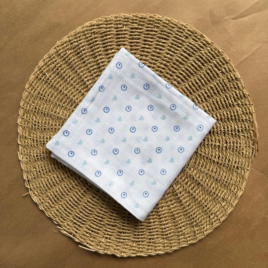 Muslin Small Baby Bath towel - Evil Eye