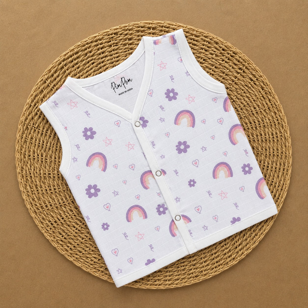 Premium Muslin Baby Jabla - Purple Rainbow