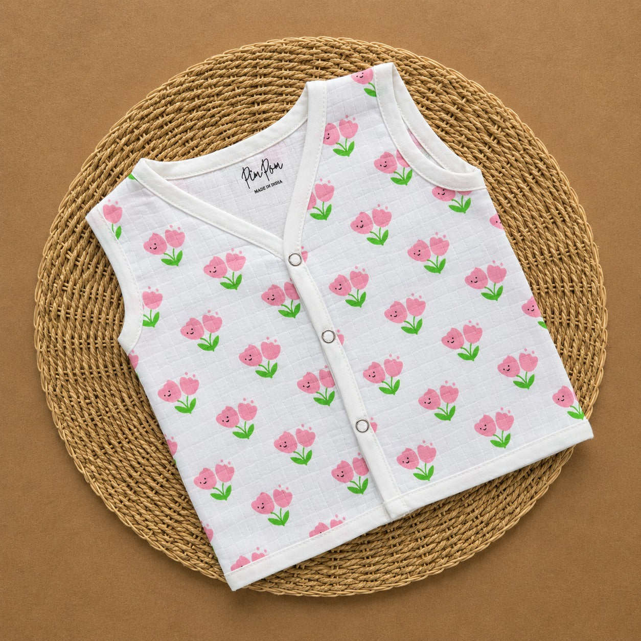 Premium Muslin Baby Jabla - Pink Flowers