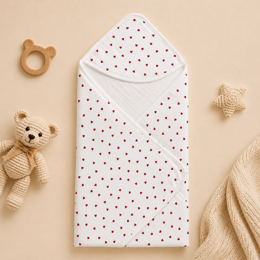 Premium Muslin Hooded Towel - Hearts