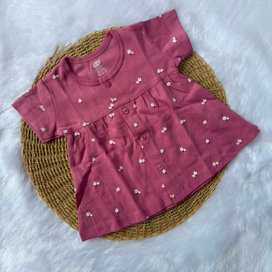 Premium Baby Knitted Frocks - Dark Pink