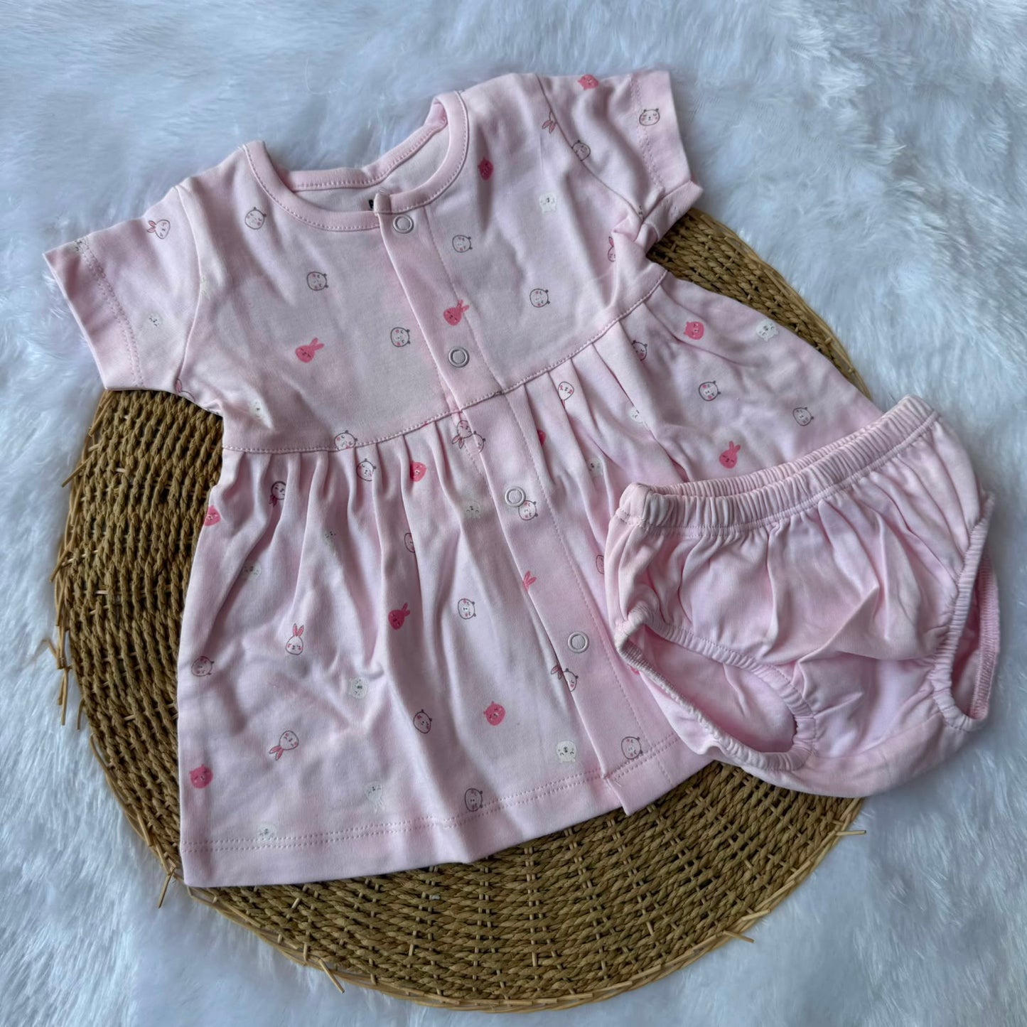 Premium Baby Knitted Frocks with inserts - Baby Pink