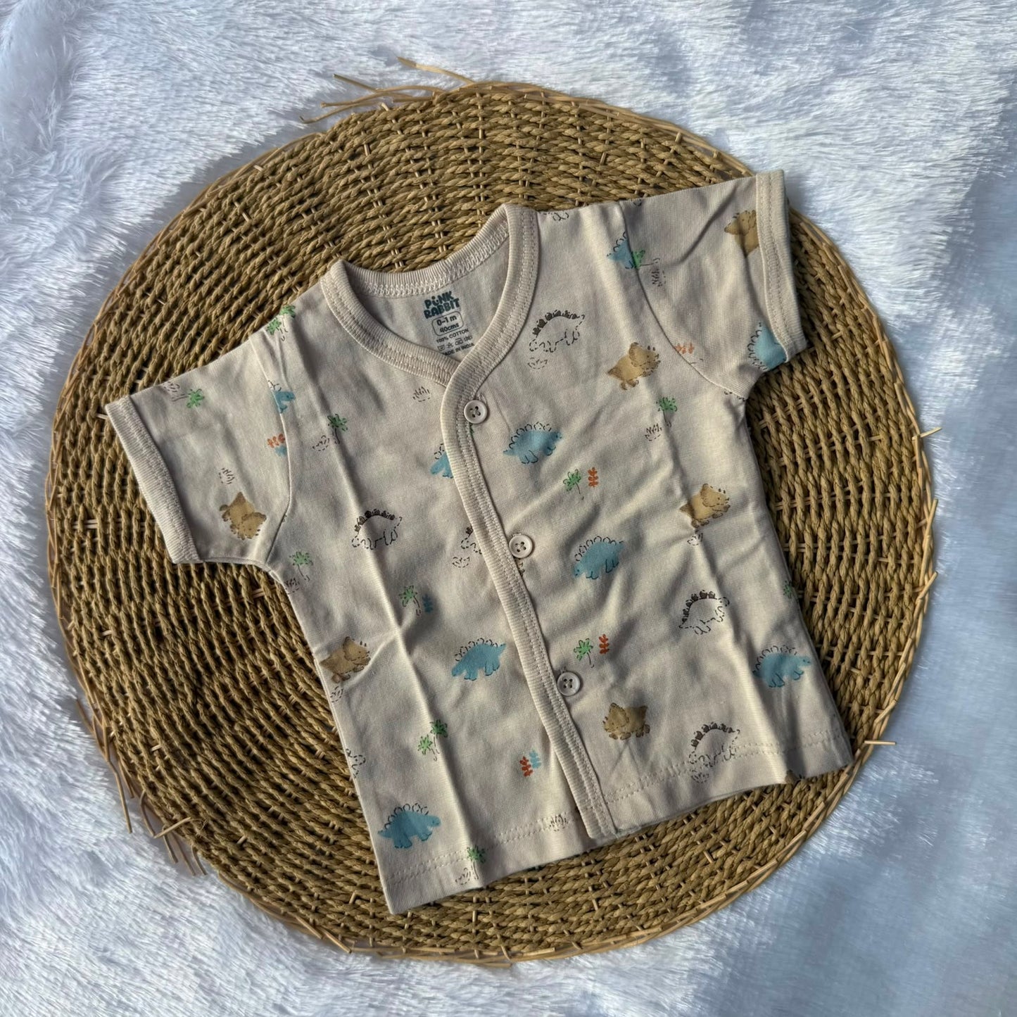 Knitted Baby Jabla with Sleeve - Cream Dino