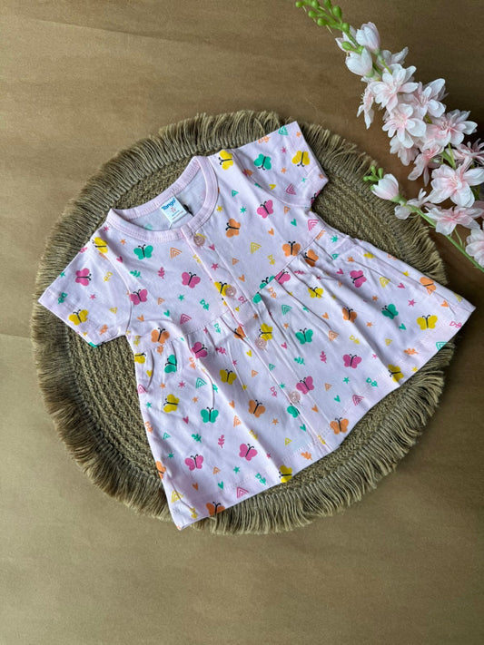 Front Open Baby Knitted Frocks - Baby Pink