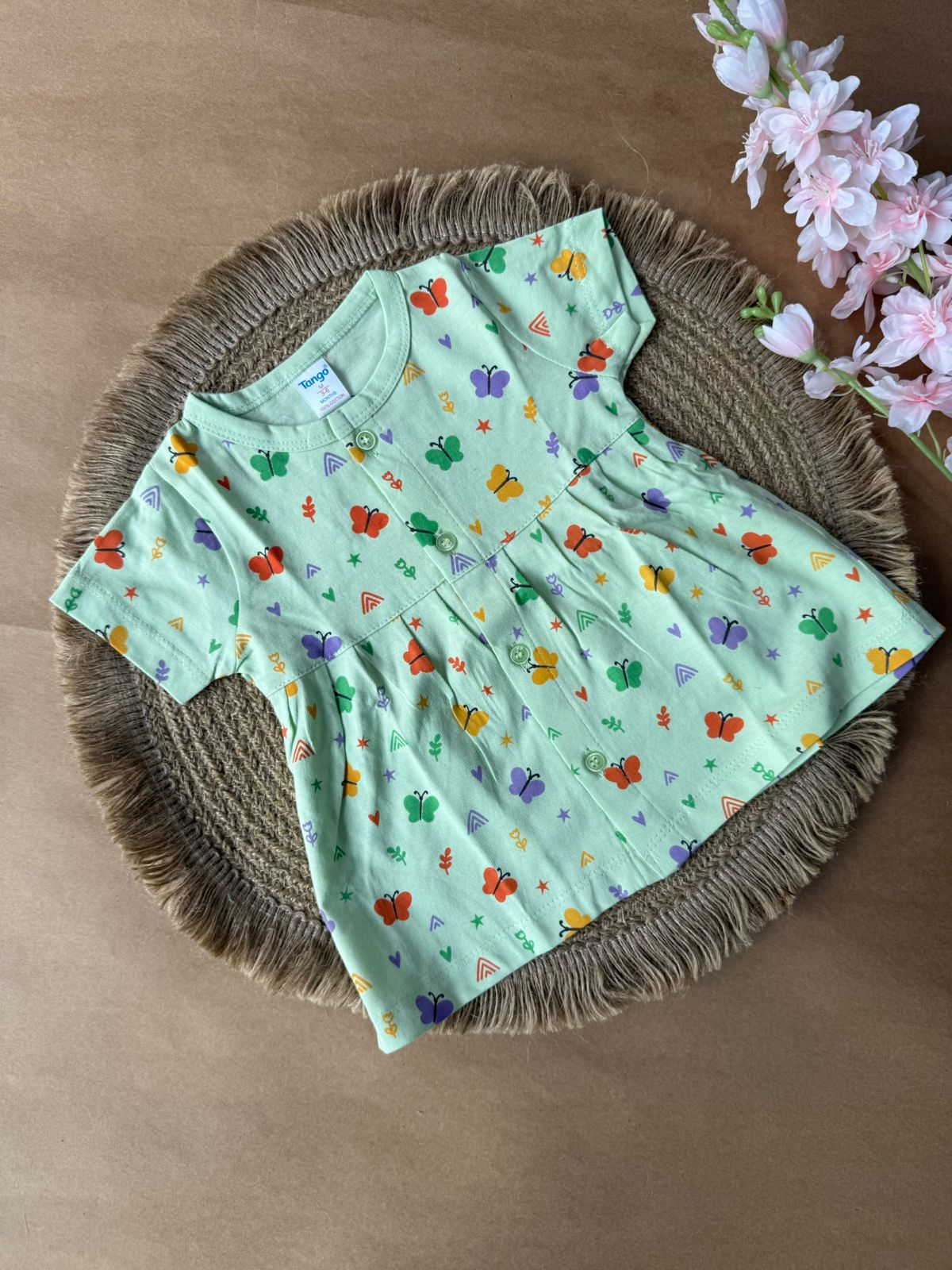 Front Open Baby Knitted Frocks -Green
