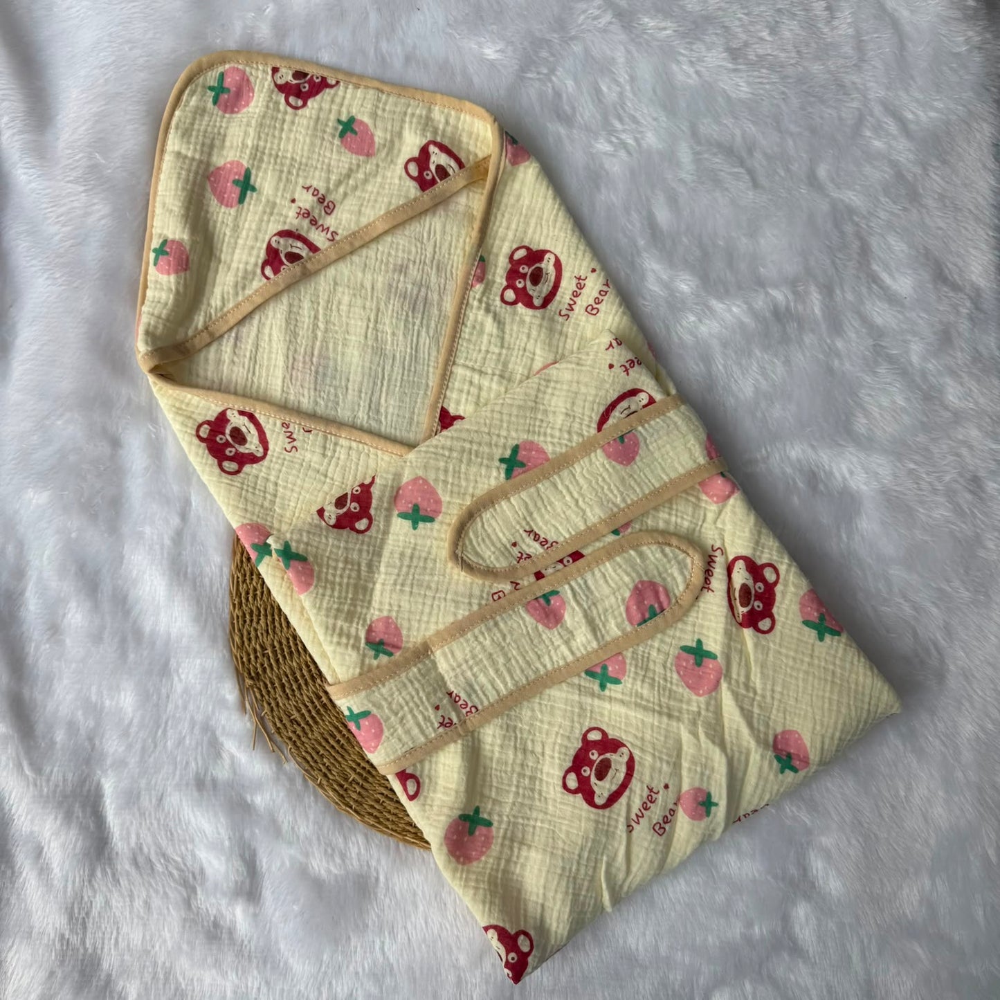 Crinkled Muslin  Hooded Towel - Sweet Bear