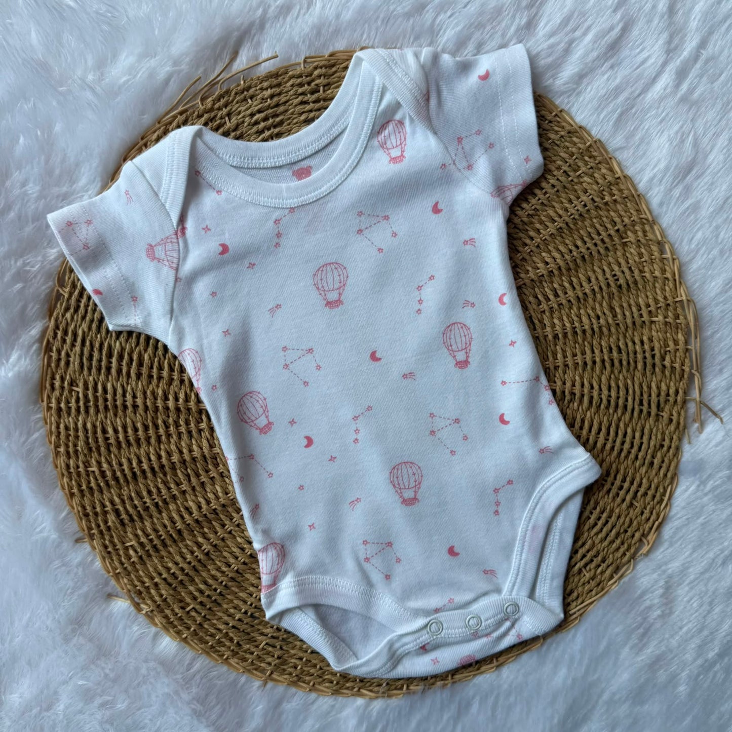Knitted cotton Baby  Romper - Pink Parachute