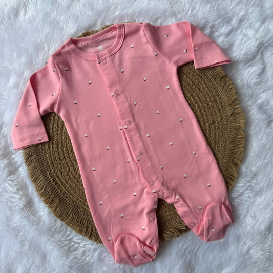 Sleepsuit - Pink White Flowers