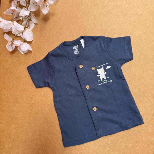 Knitted Baby Jabla with Sleeve - Navy Blue