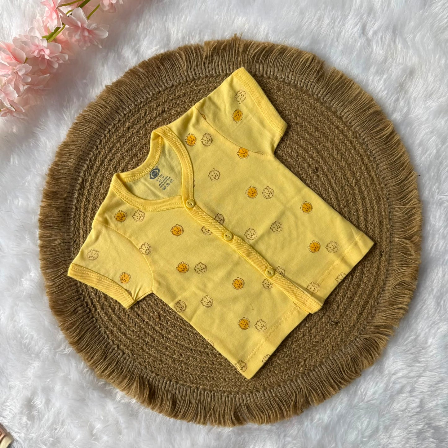 Knitted Baby Jabla with Sleeve - Yellow Faces