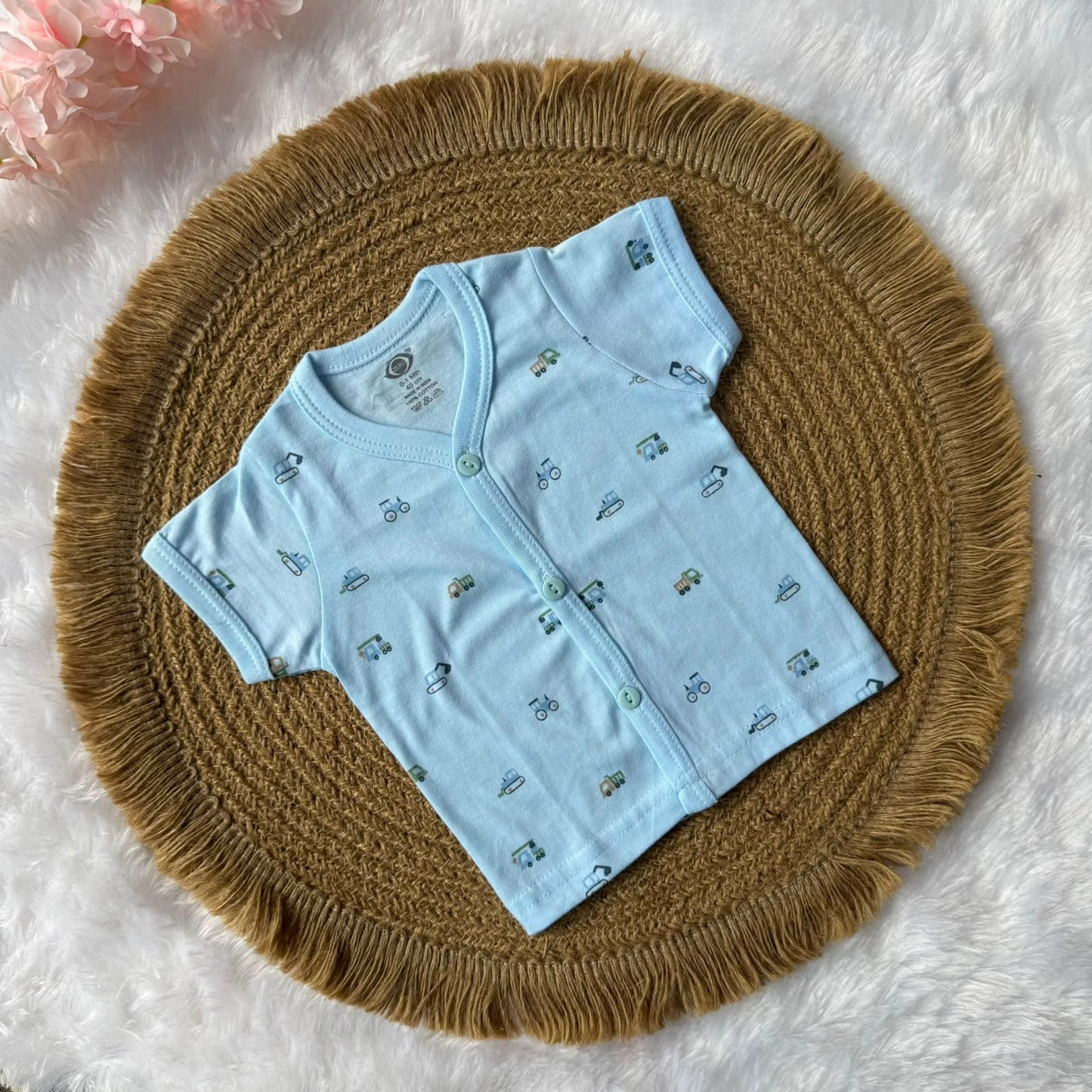 Knitted Baby Jabla with Sleeve - Blue Vehicles
