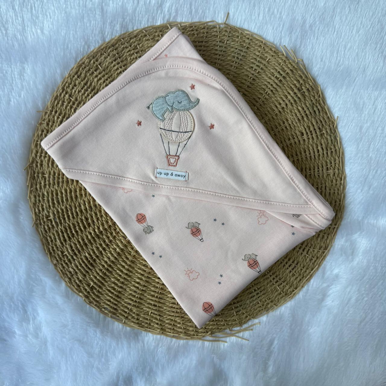 Knitted Hooded Towel - Baby Pink