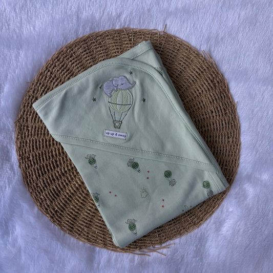 Knitted Hooded Towel - Green