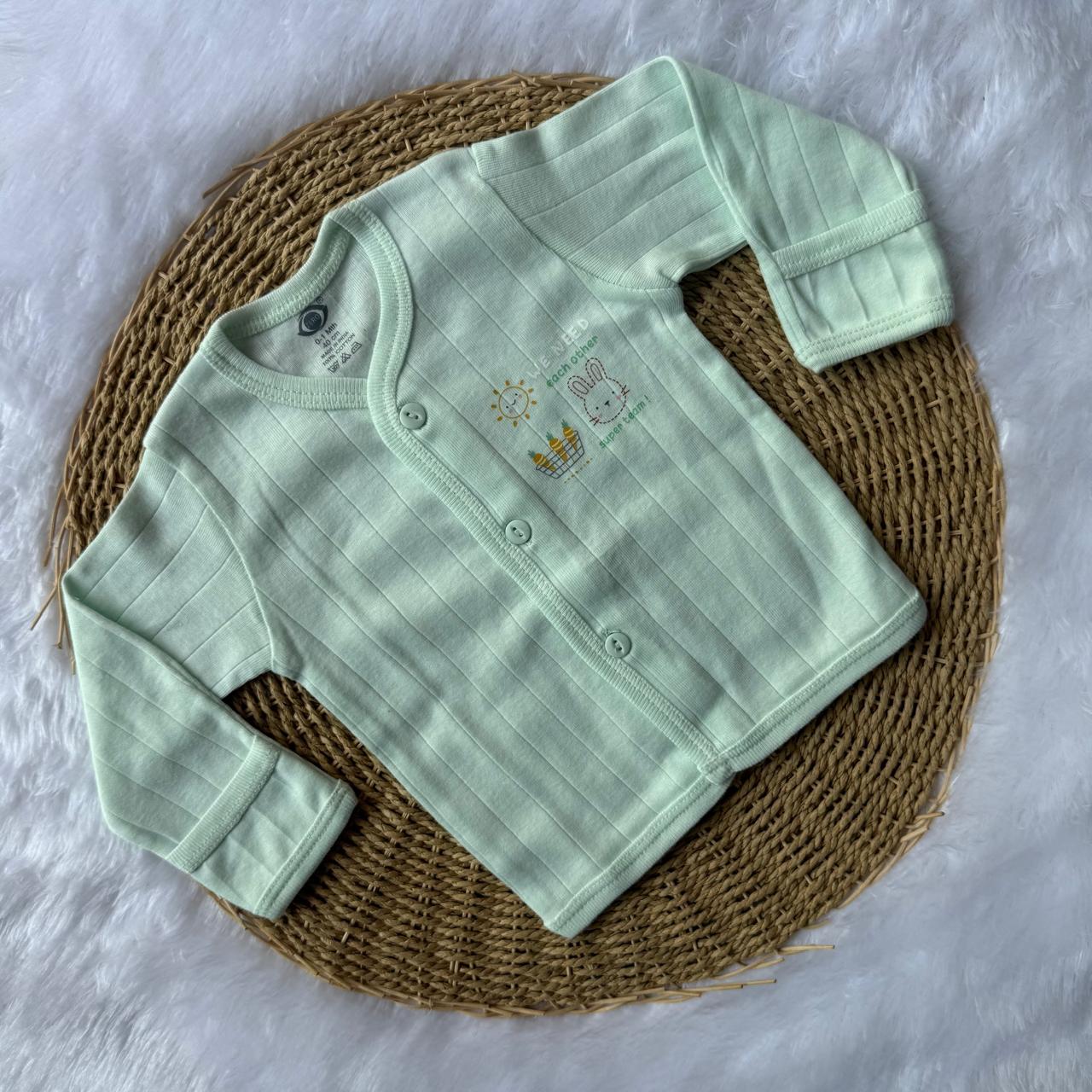 Knitted Baby Jabla with Full Sleeve - Light Green