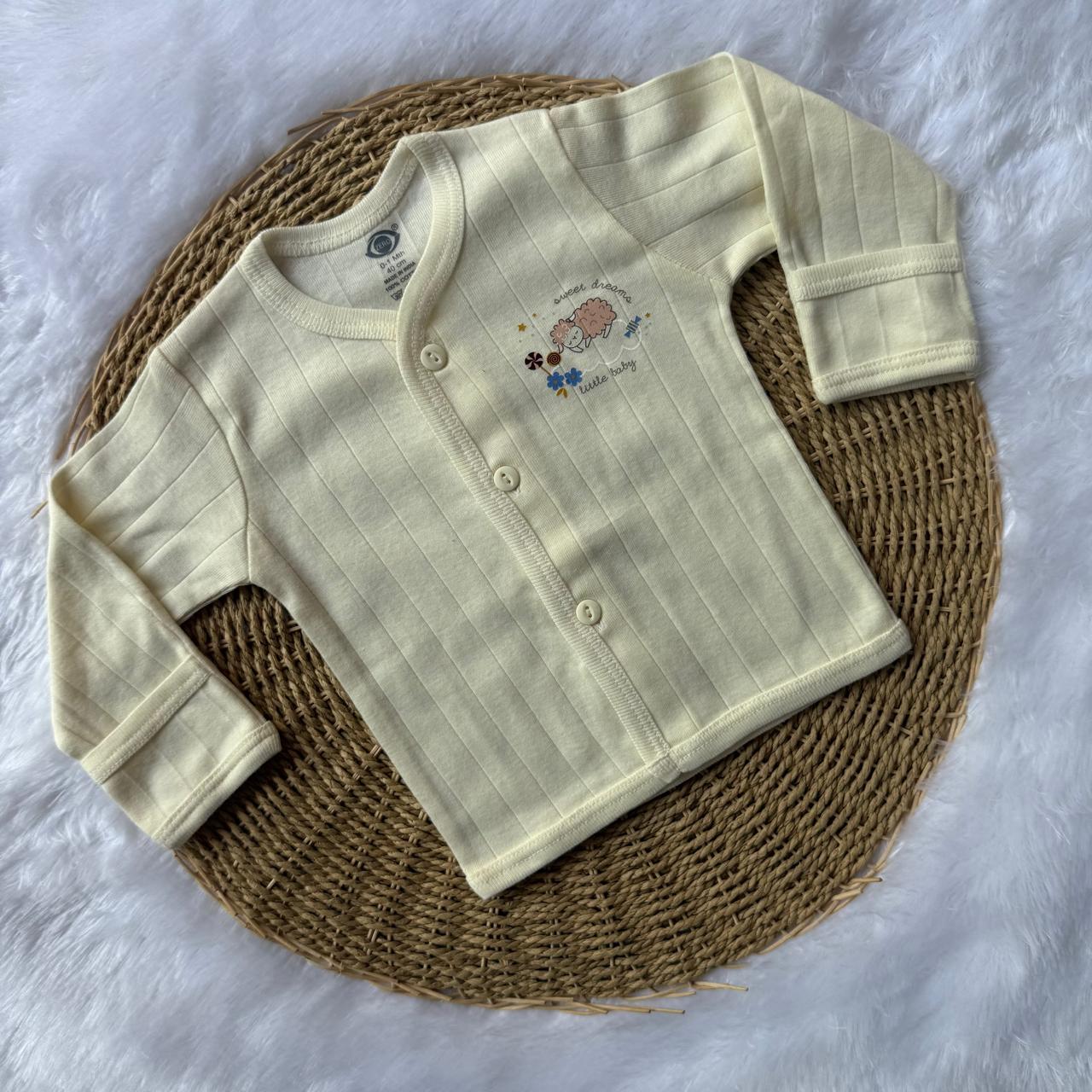 Knitted Baby Jabla with Full Sleeve - Light Yellow