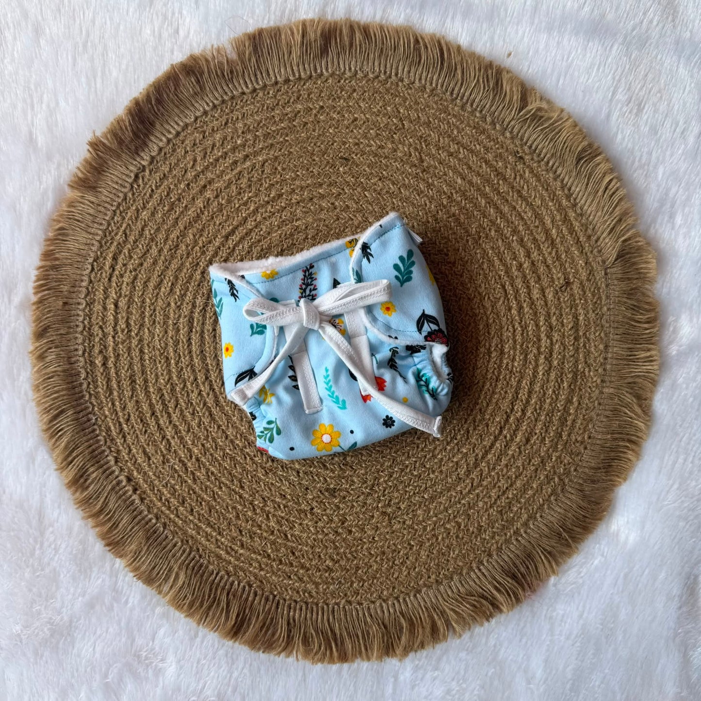 Muslin Baby Nappy - Skyblue Leaves