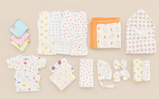 First Hug Essentials (Assorted) – All in one Muslin Essentials Kit