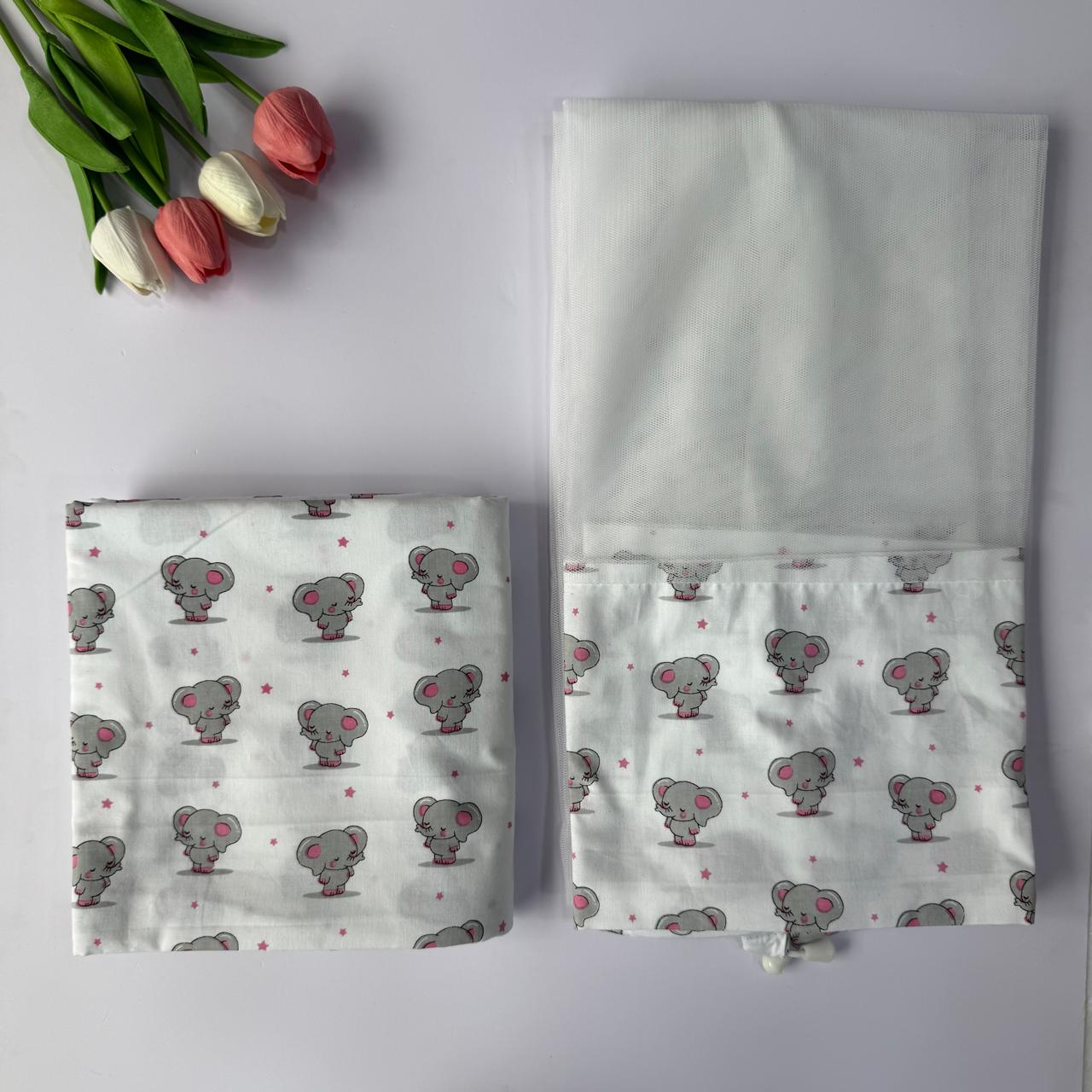 Baby Thottil Cloth with Mosquito  Net - Dancing Elephants