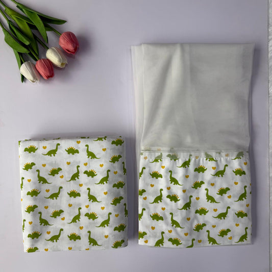 Baby Thottil Cloth with Mosquito  Net -  Green Dino