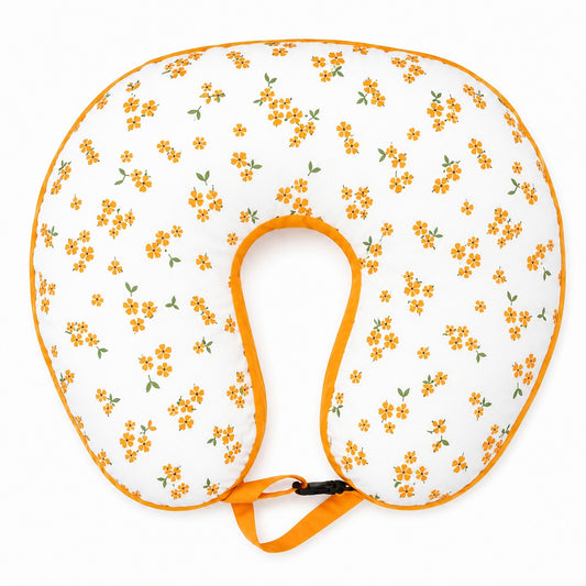 Baby Feeding Pillow - Orange Flowers