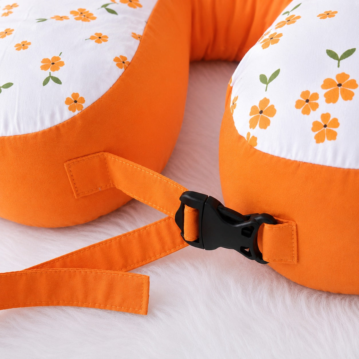 Baby Feeding Pillow - Orange Flowers