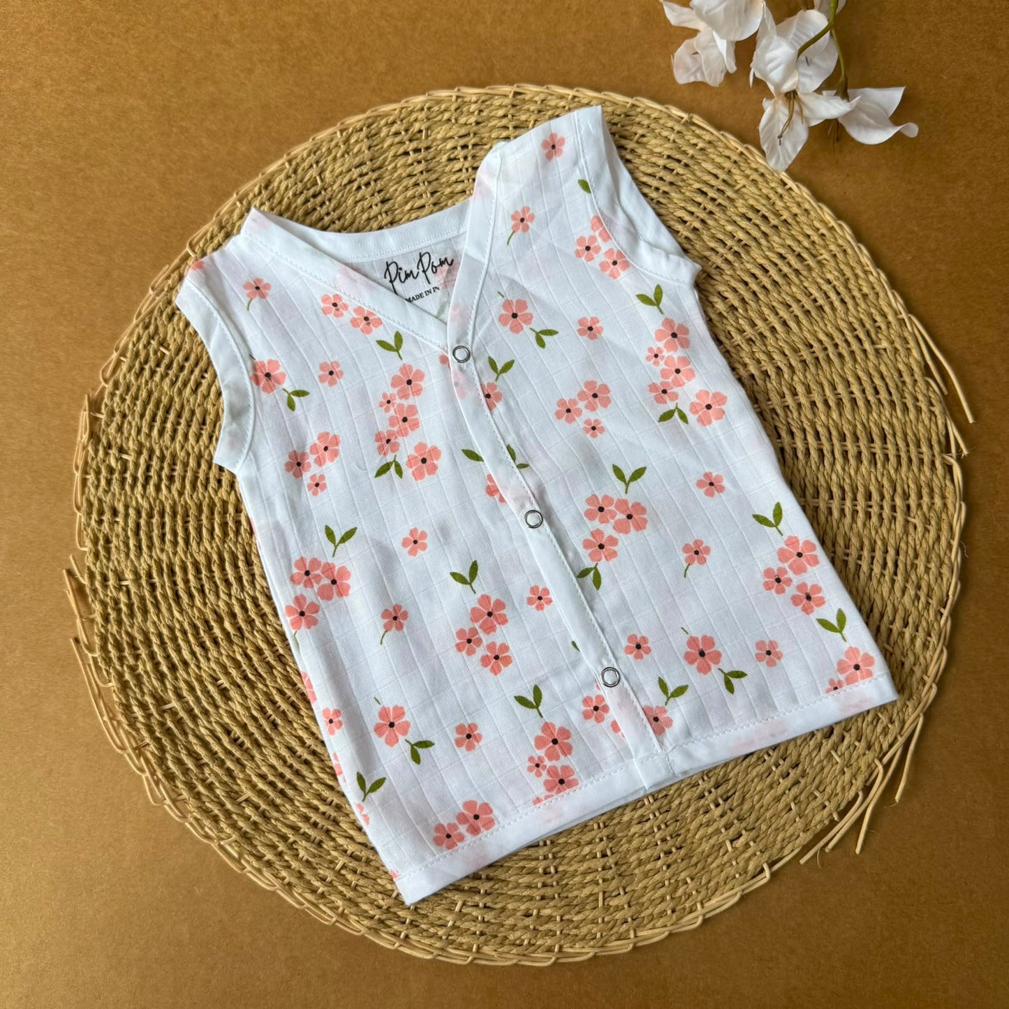 Premium Muslin Baby Jabla - Peach Flowers