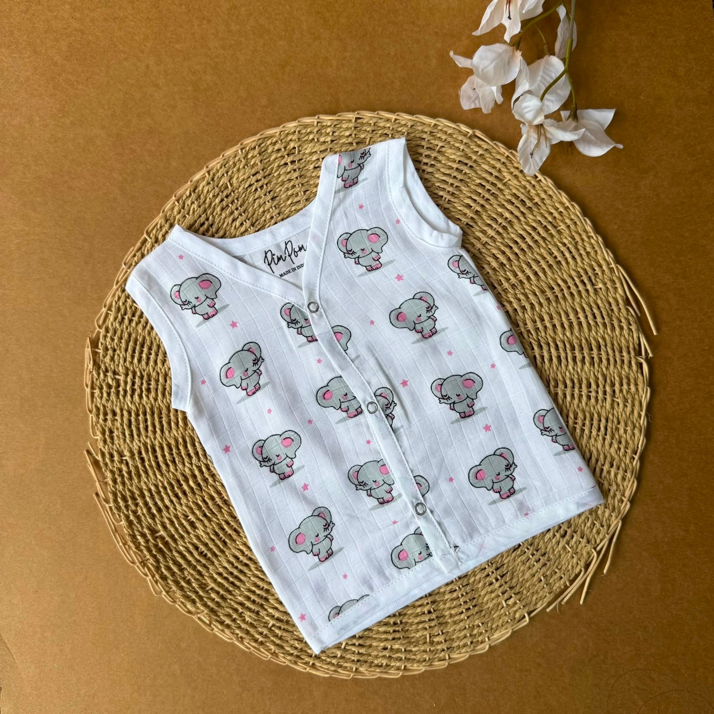 Premium Muslin Baby Jabla - Dancing Elephants