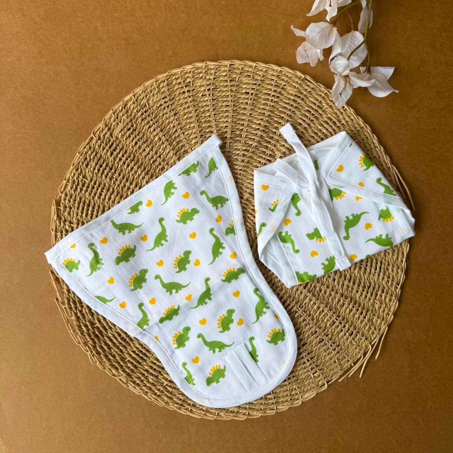 Premium Muslin Baby Nappy - Green Dino