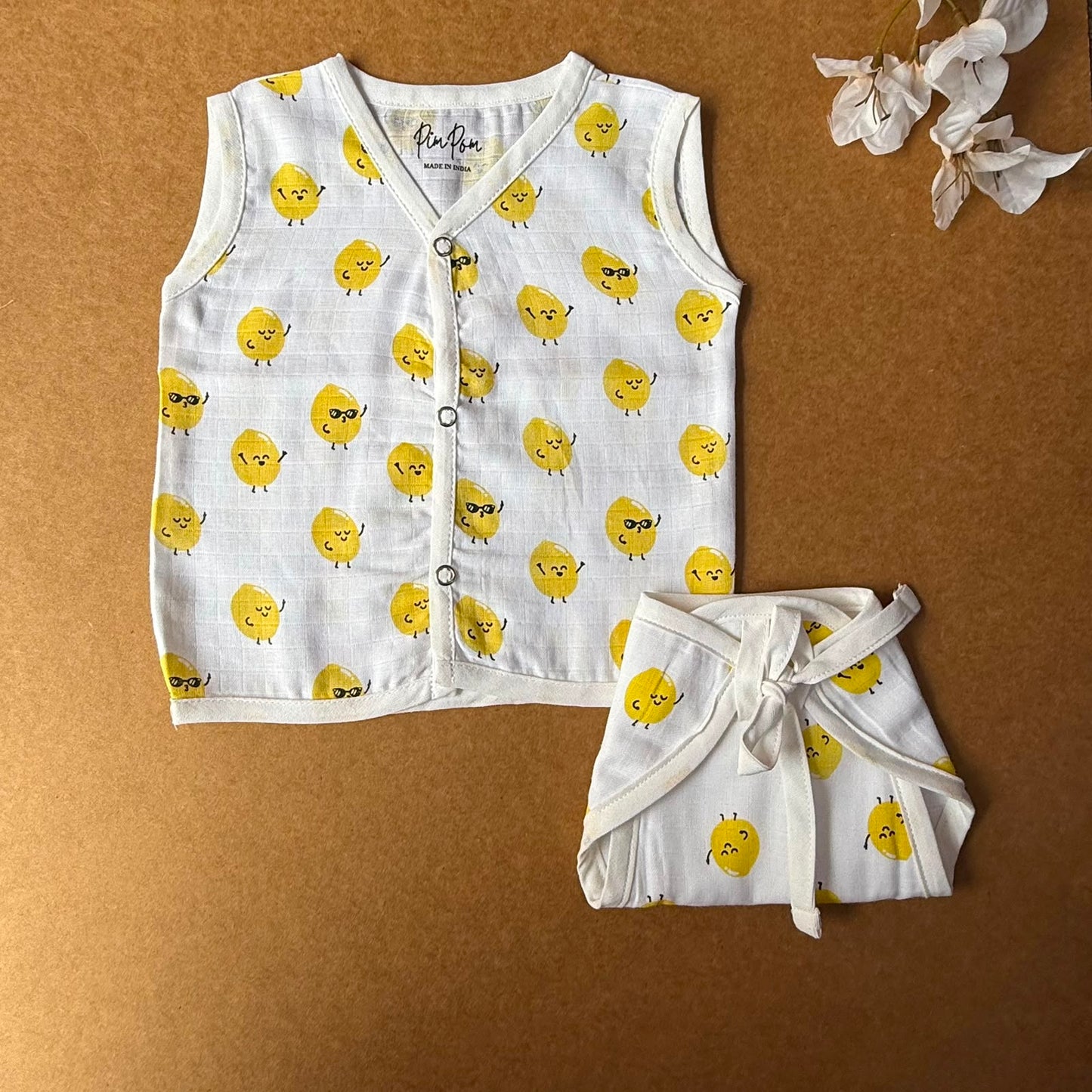 Muslin Baby Jabla and Nappy Combo - Smiley Faces