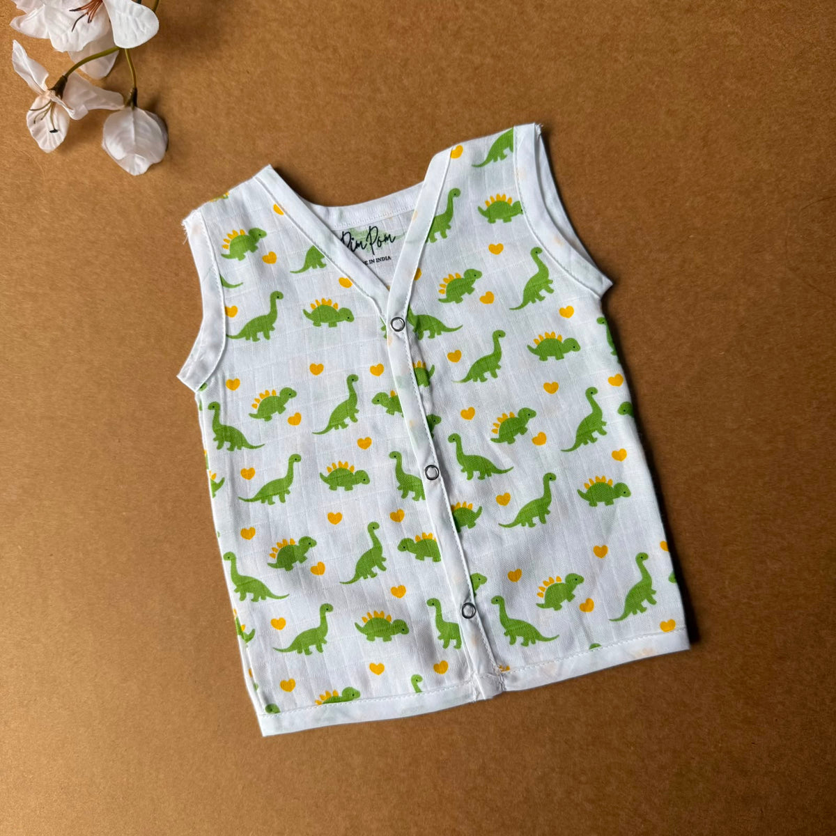 Premium Muslin Baby Jabla - Green Dino