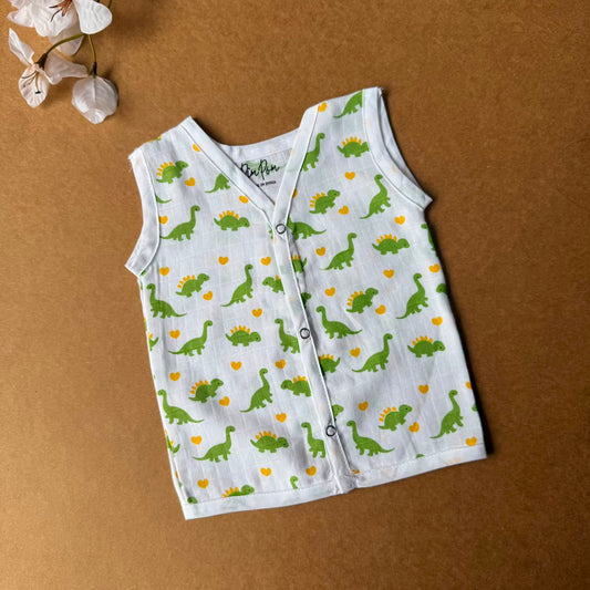 Premium Muslin Baby Jabla - Green Dino