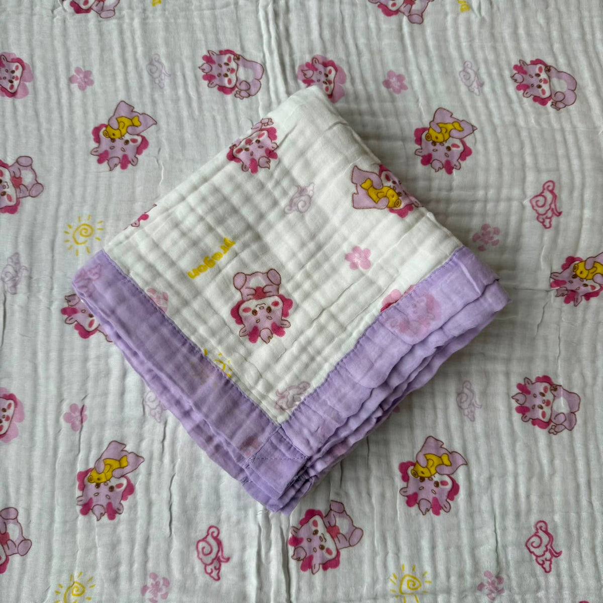 Muslin Blanket 6 Layer - Purple Unicorn