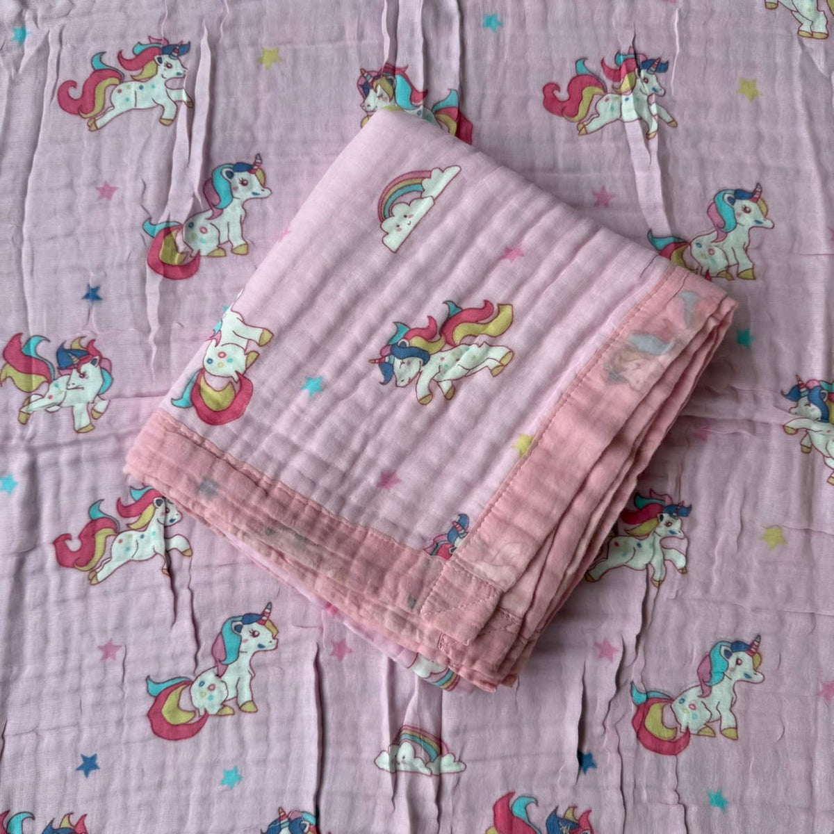 Muslin Blanket 6 Layer - Pink Unicorn