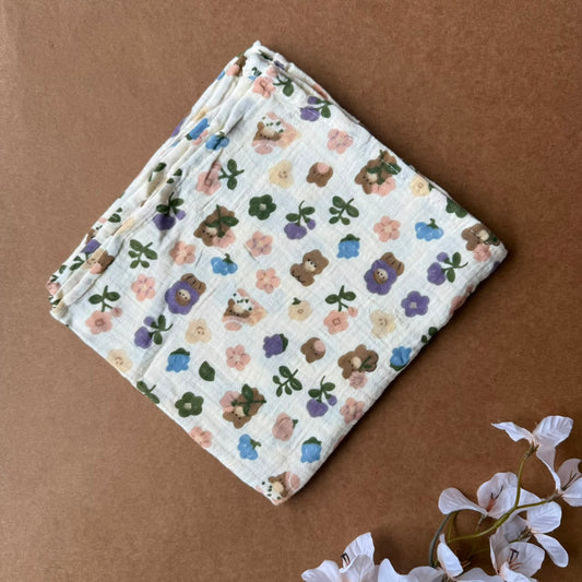 Premium double layer crinkled swaddle - Florals