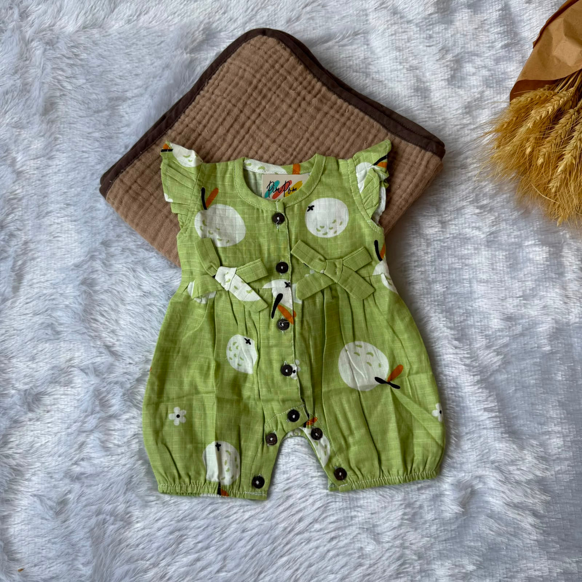 Muslin  Baby Jumpsuit - Green