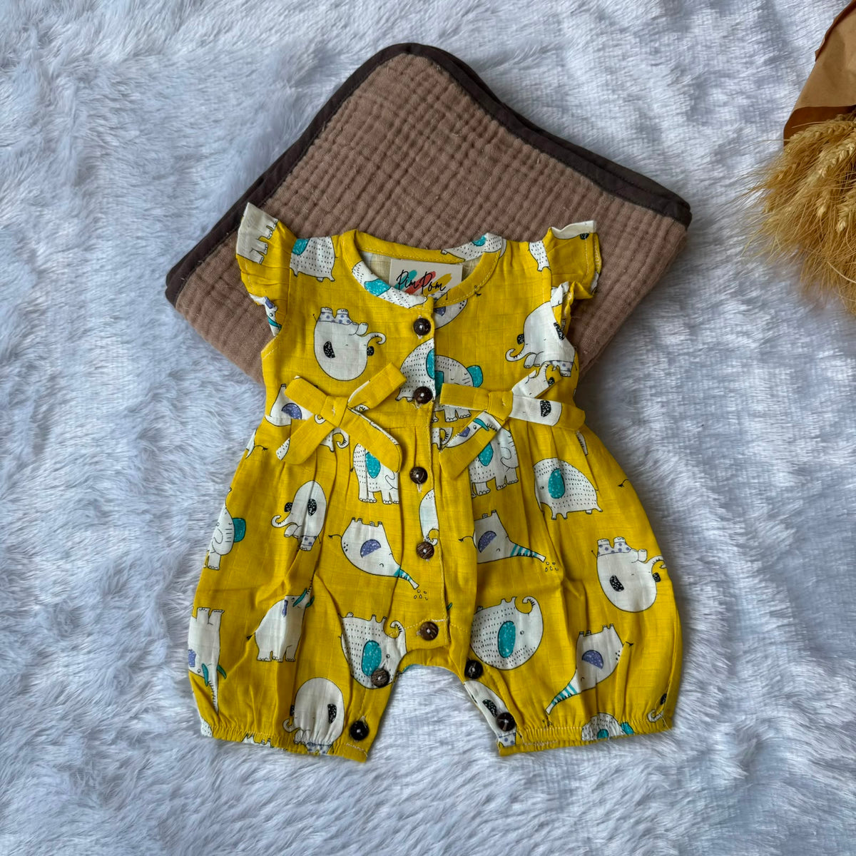 Muslin  Baby Jumpsuit - Mustard