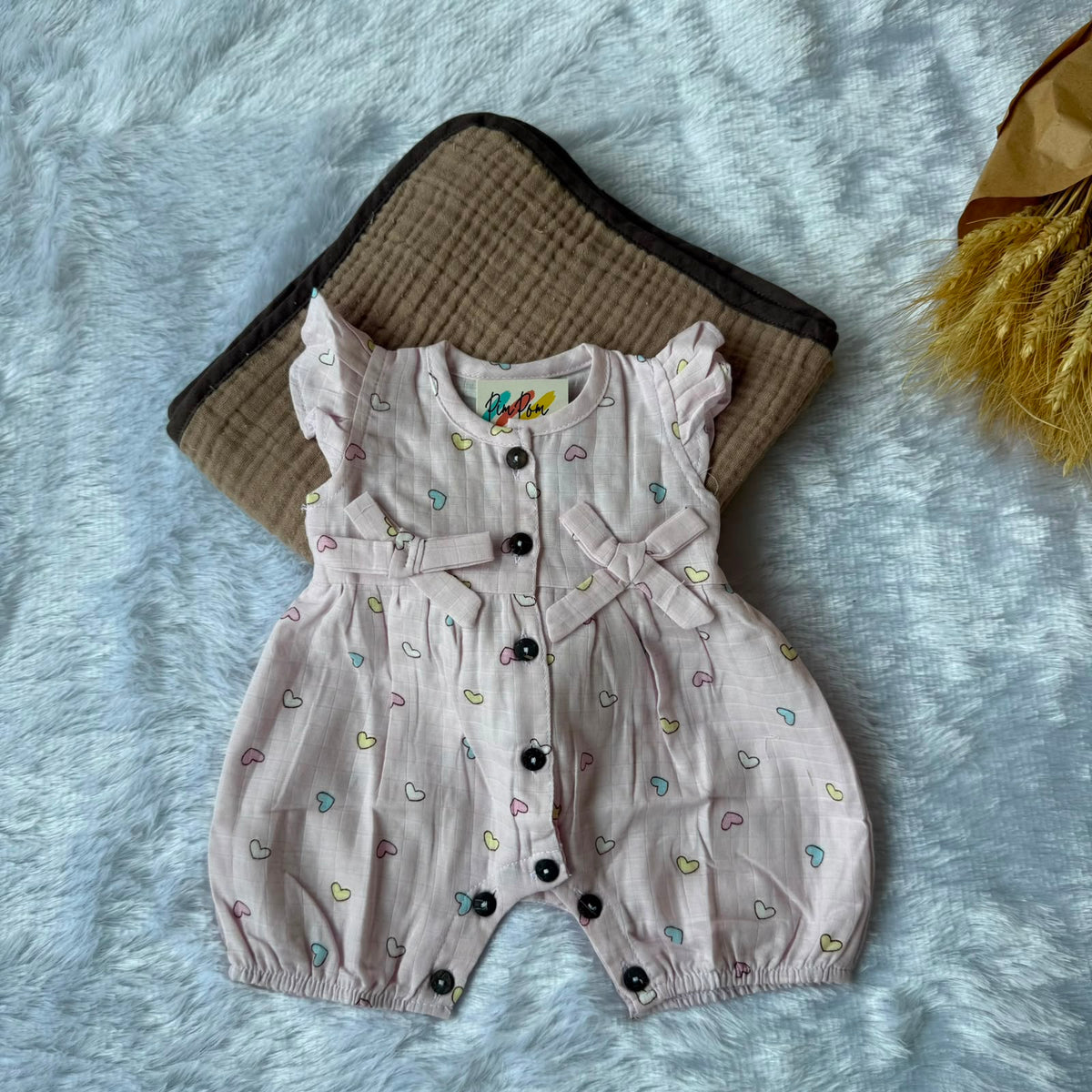 Muslin  Baby Jumpsuit - Mini Hearts